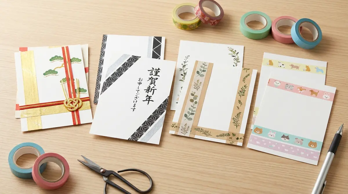 テイスト別｜年賀状マスキングテープアレンジのデザインアイデア
