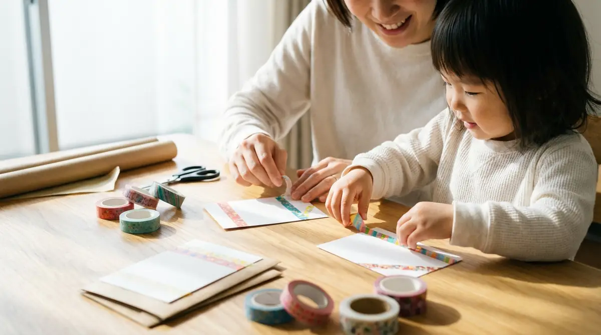 子どもと一緒に年賀状をマスキングテープでアレンジするポイント