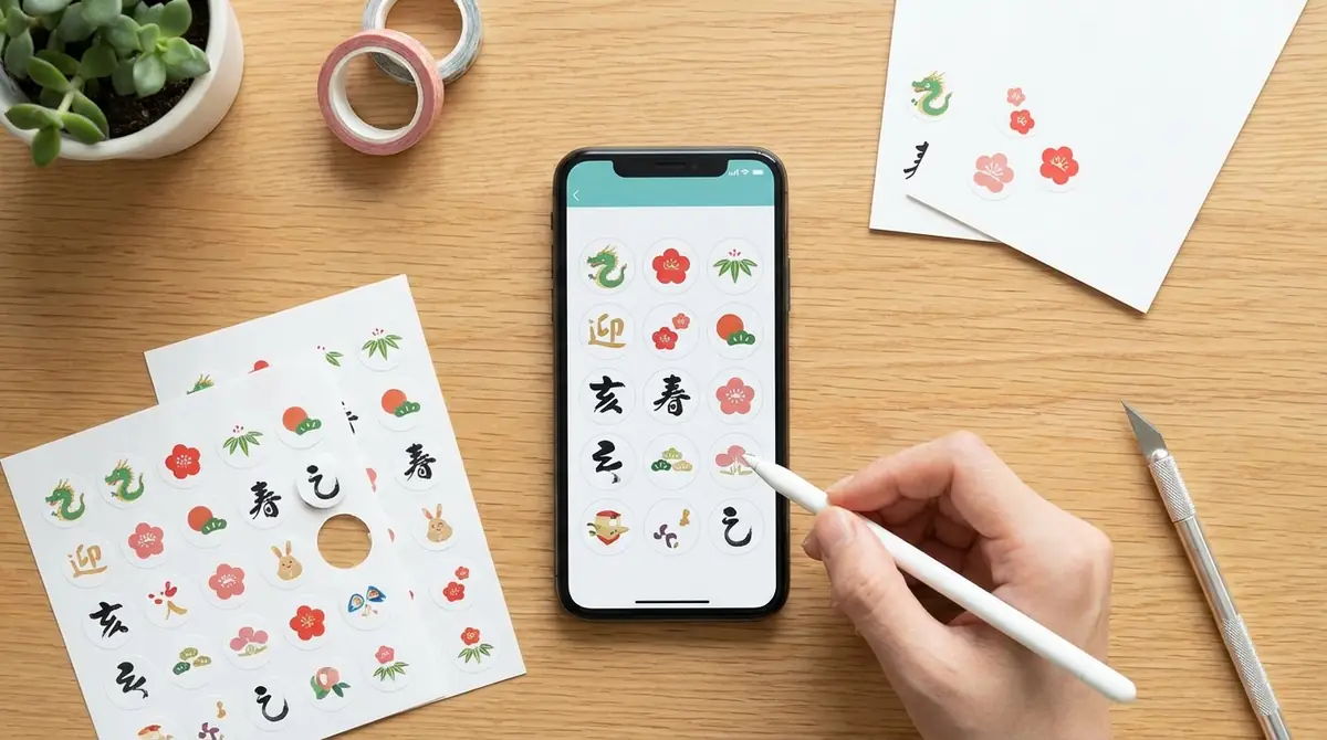 年賀状シールの作り方【スマホアプリ編】