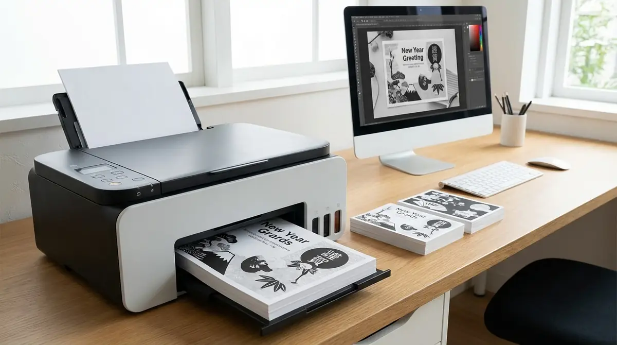 自宅プリンターで白黒・モノクロ年賀状をキレイに印刷する方法