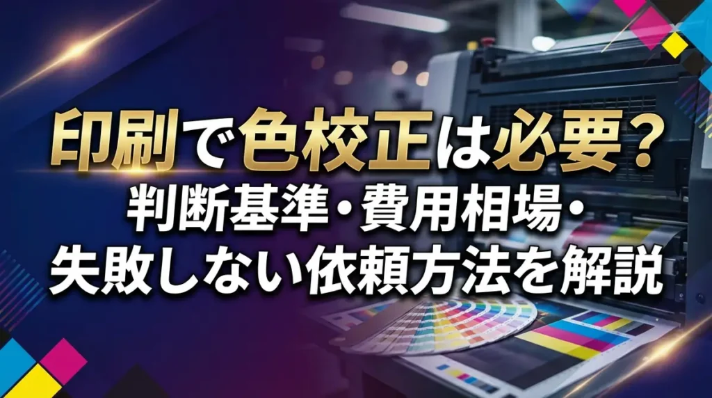 印刷で色校正は必要？判断基準・費用相場・失敗しない依頼方法を解説