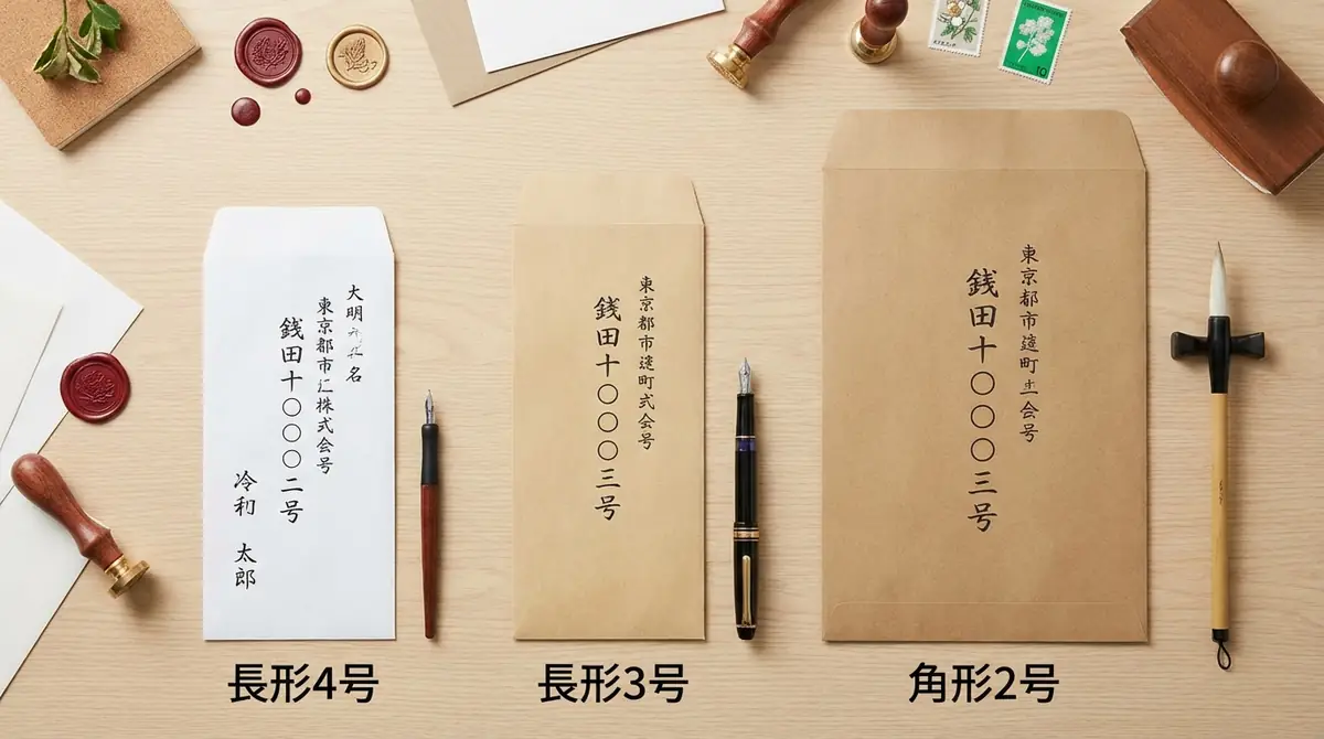 封筒サイズ別の宛名の書き方｜長形3号・長形4号・角形2号